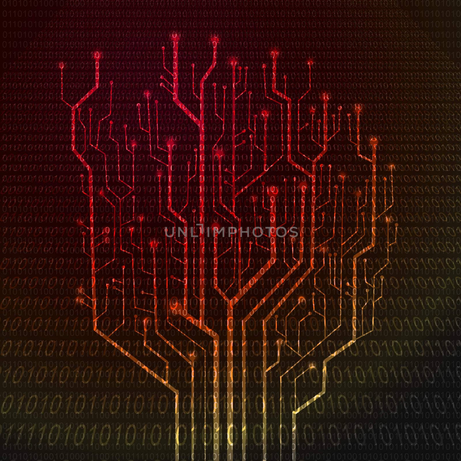 Circuit board in Tree shape, Technology background 