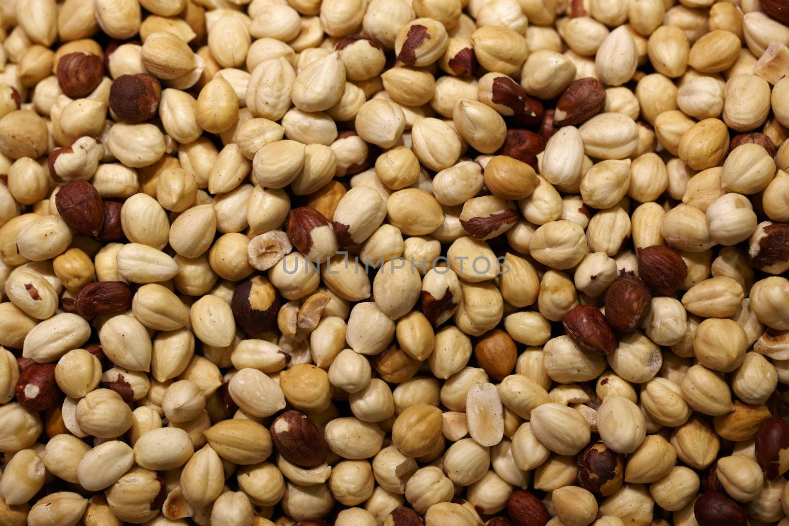 Hazelnut texture pattern abstract background, la Boqueria market, Barcelona..