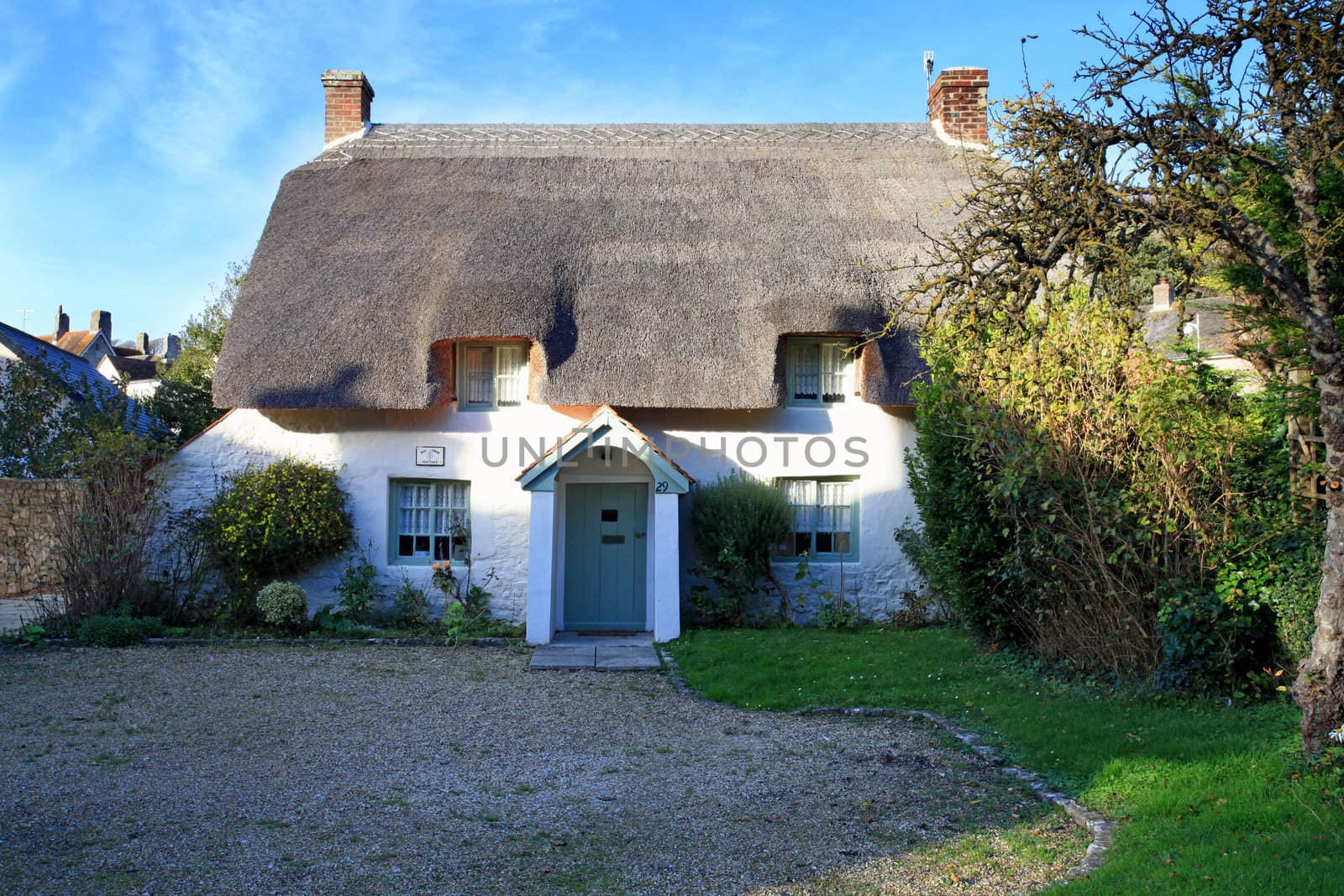 Traditional picturesque thatched buildings in the rural village of lulworth