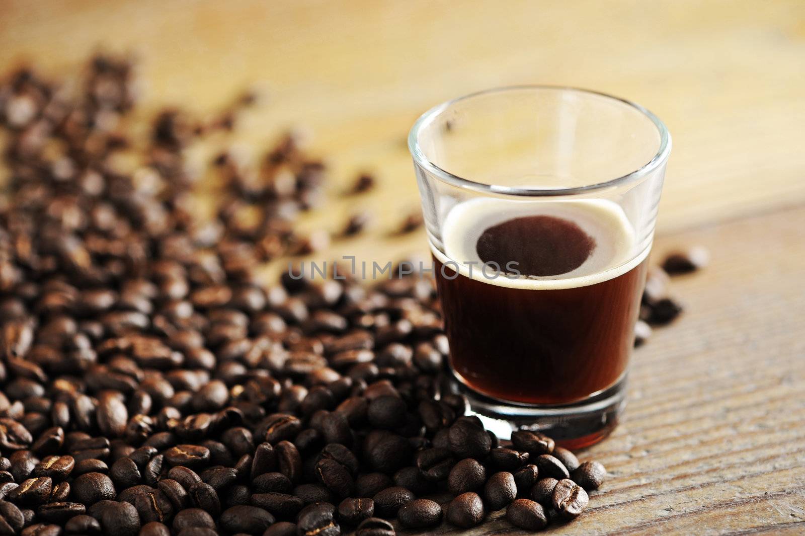 cup of coffee on the wooden table