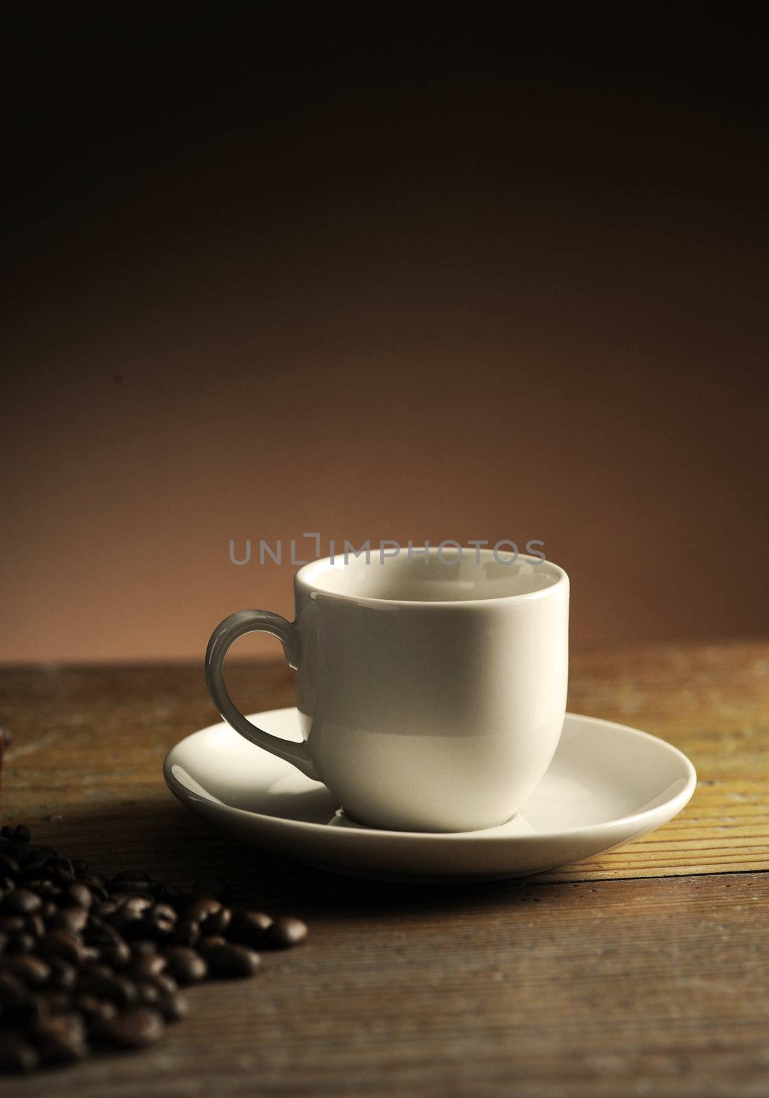 cup of coffee on the wooden table