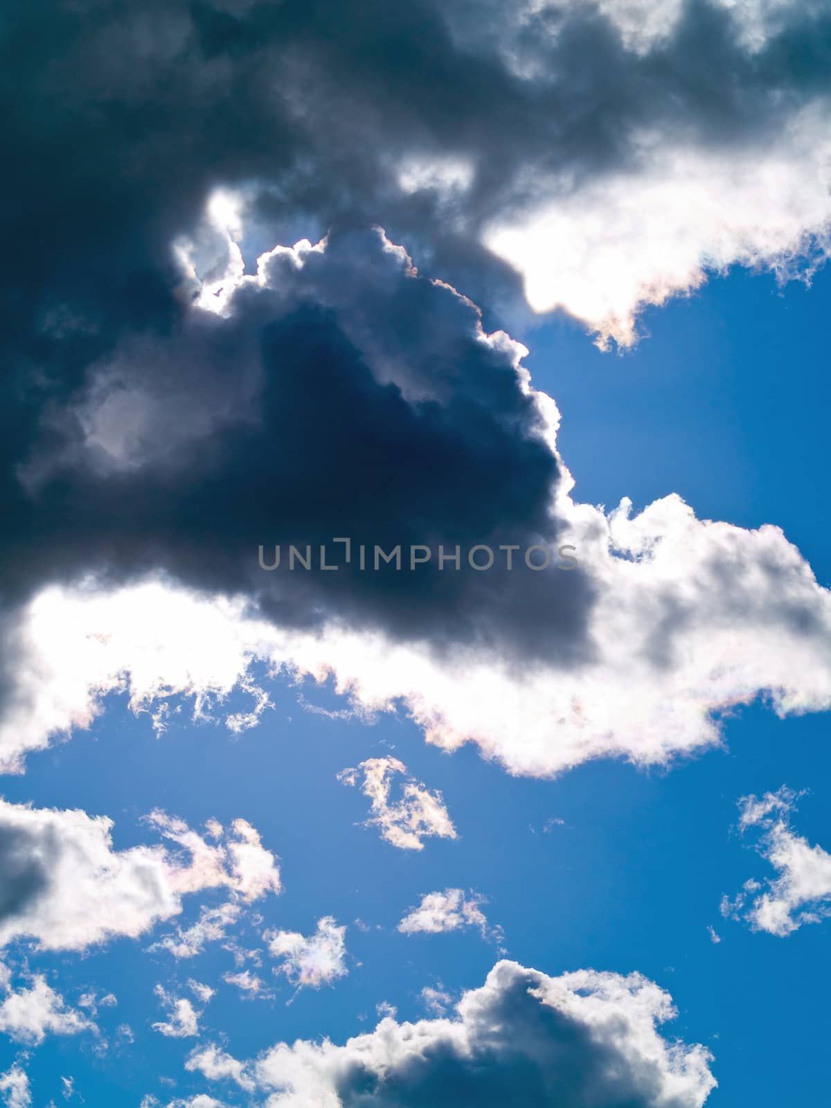 White and gray clouds in a blue sky