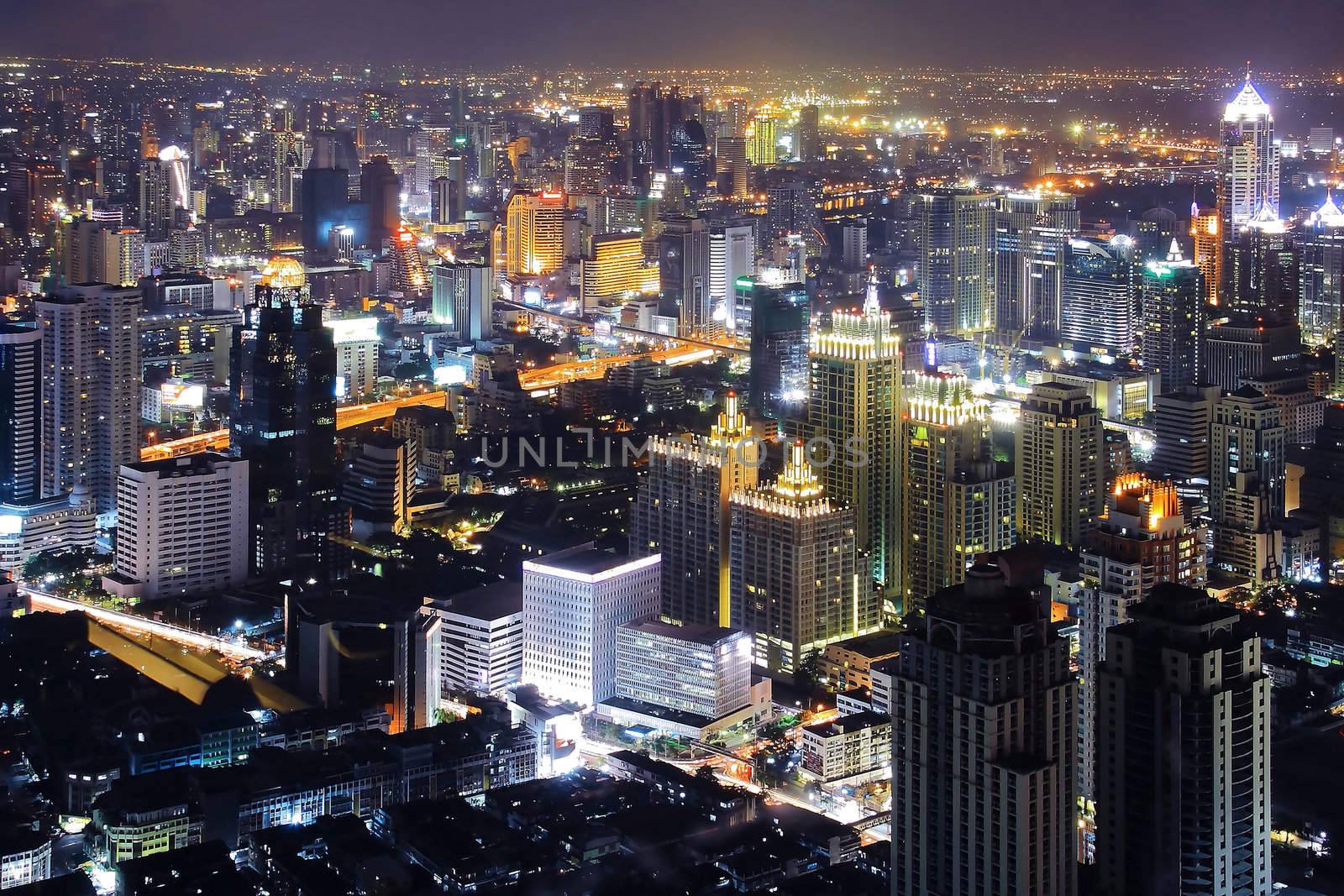 Bangkok Skyline night by vichie81