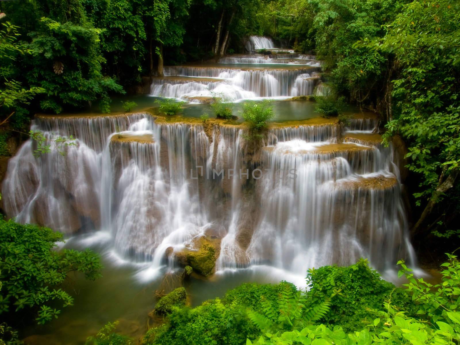 Huay Mae Khamin-Paradise Waterfall located in deep forest of Thailand