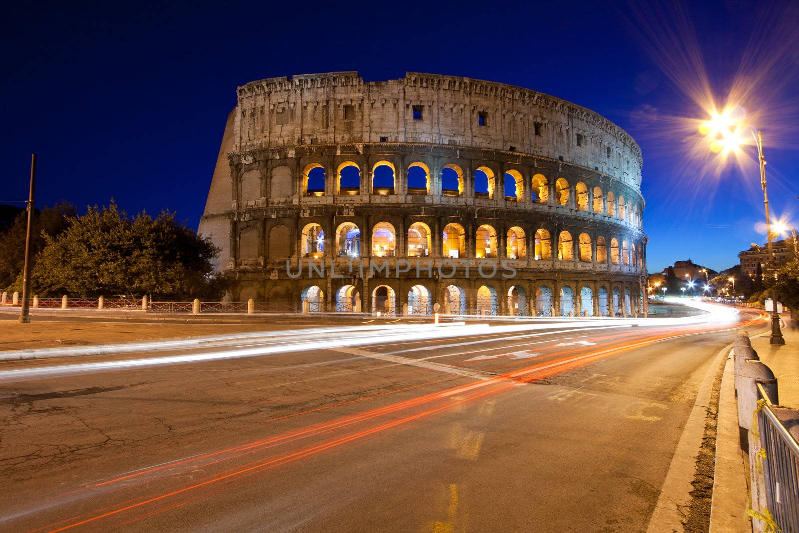 colosseum at night famous landmark of Rome Italy