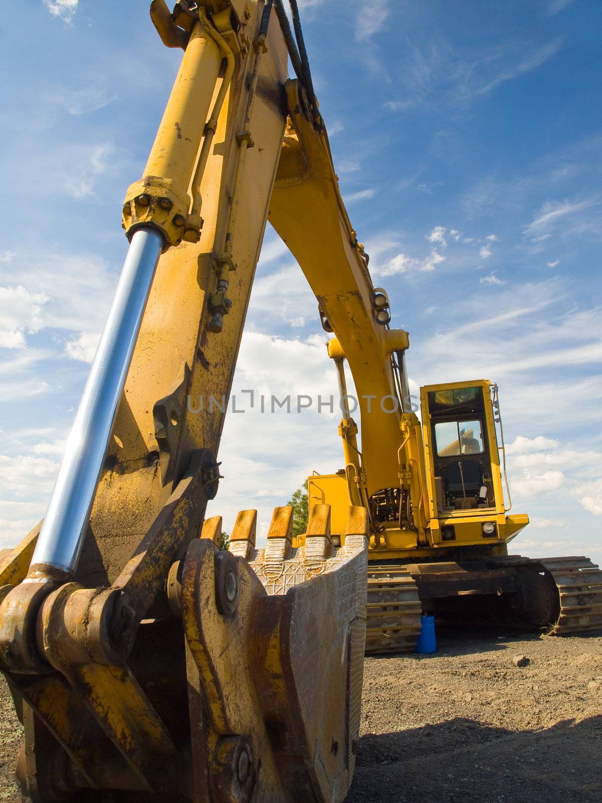 Heavy Duty Construction Equipment Parked at Worksite 