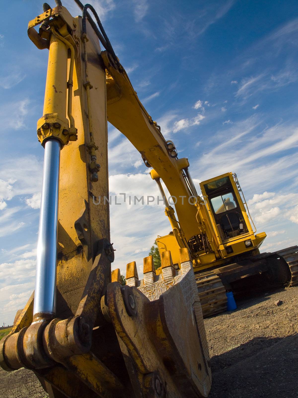 Heavy Duty Construction Equipment Parked at Worksite 