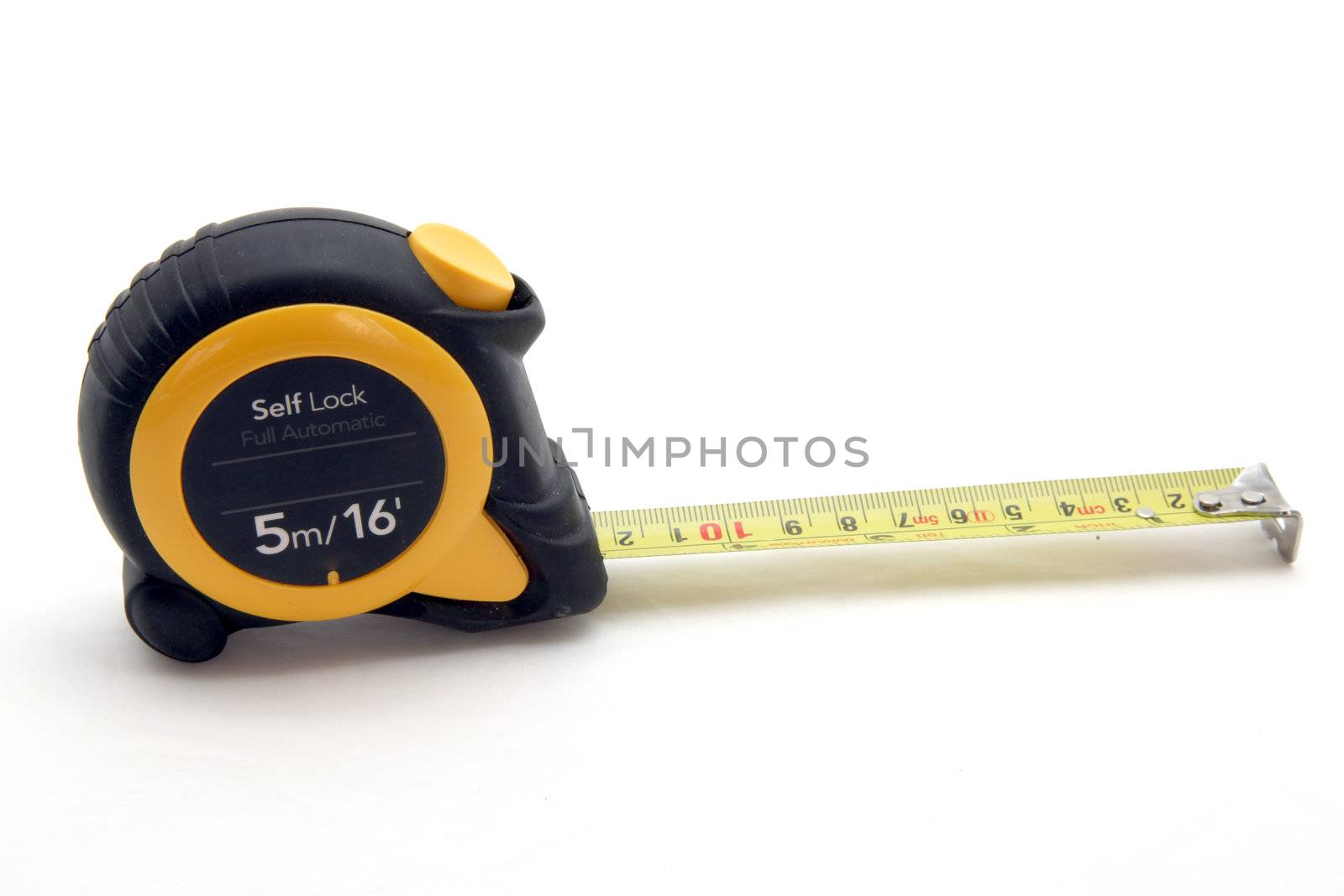 isolated yellow measuring tape on white by vichie81