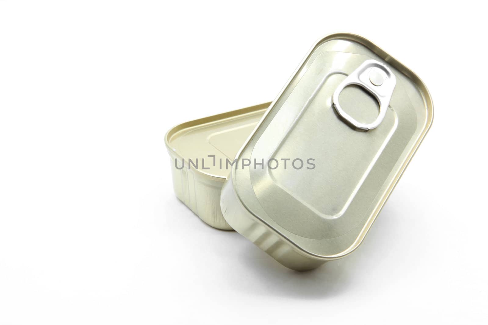 perspective Isolated of Aluminum metal tin can on white background