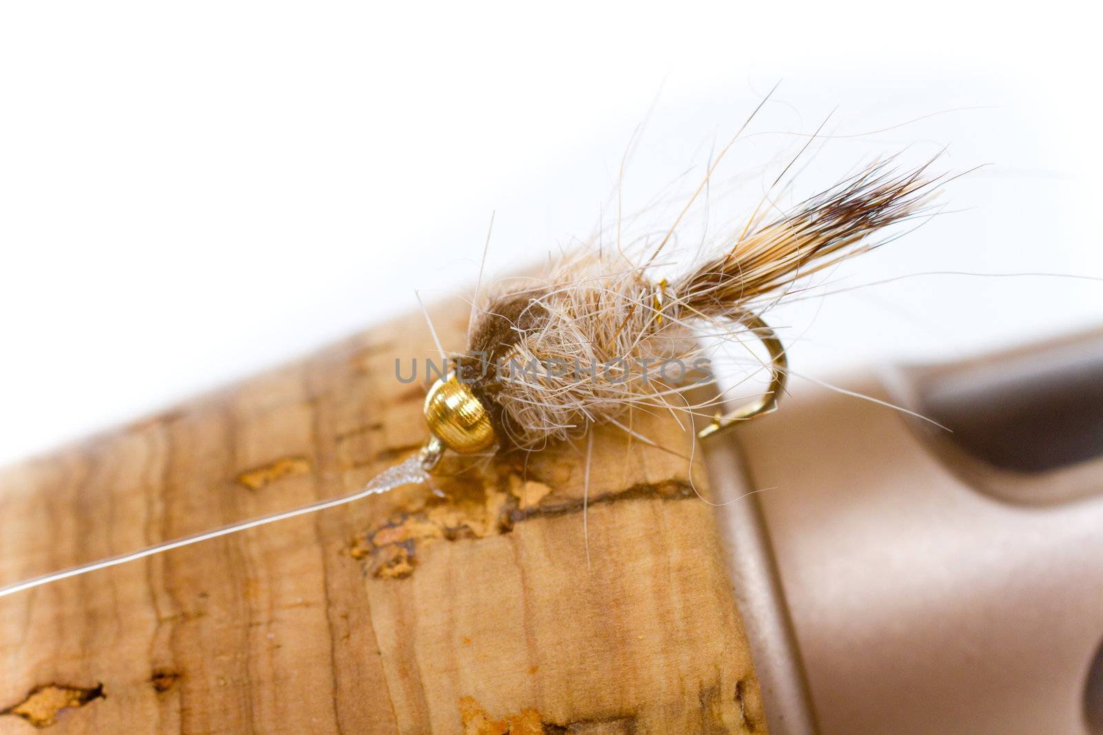 Hares Ear Nymph on Fly Rod by joshuaraineyphotography