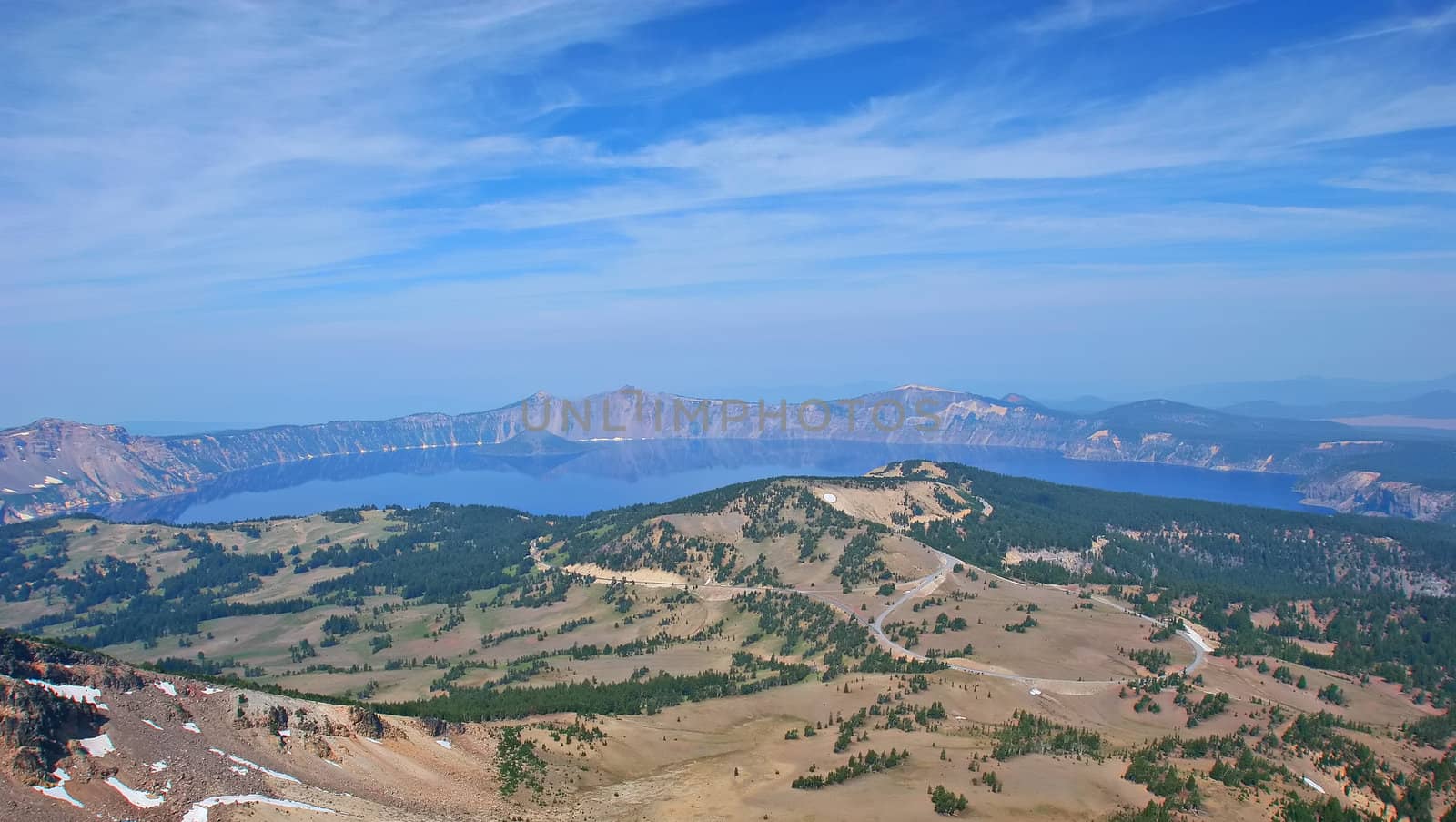 Crater Lake view from Mount Scott summit, Crater Lake National Park, Summer, Oregon, United States