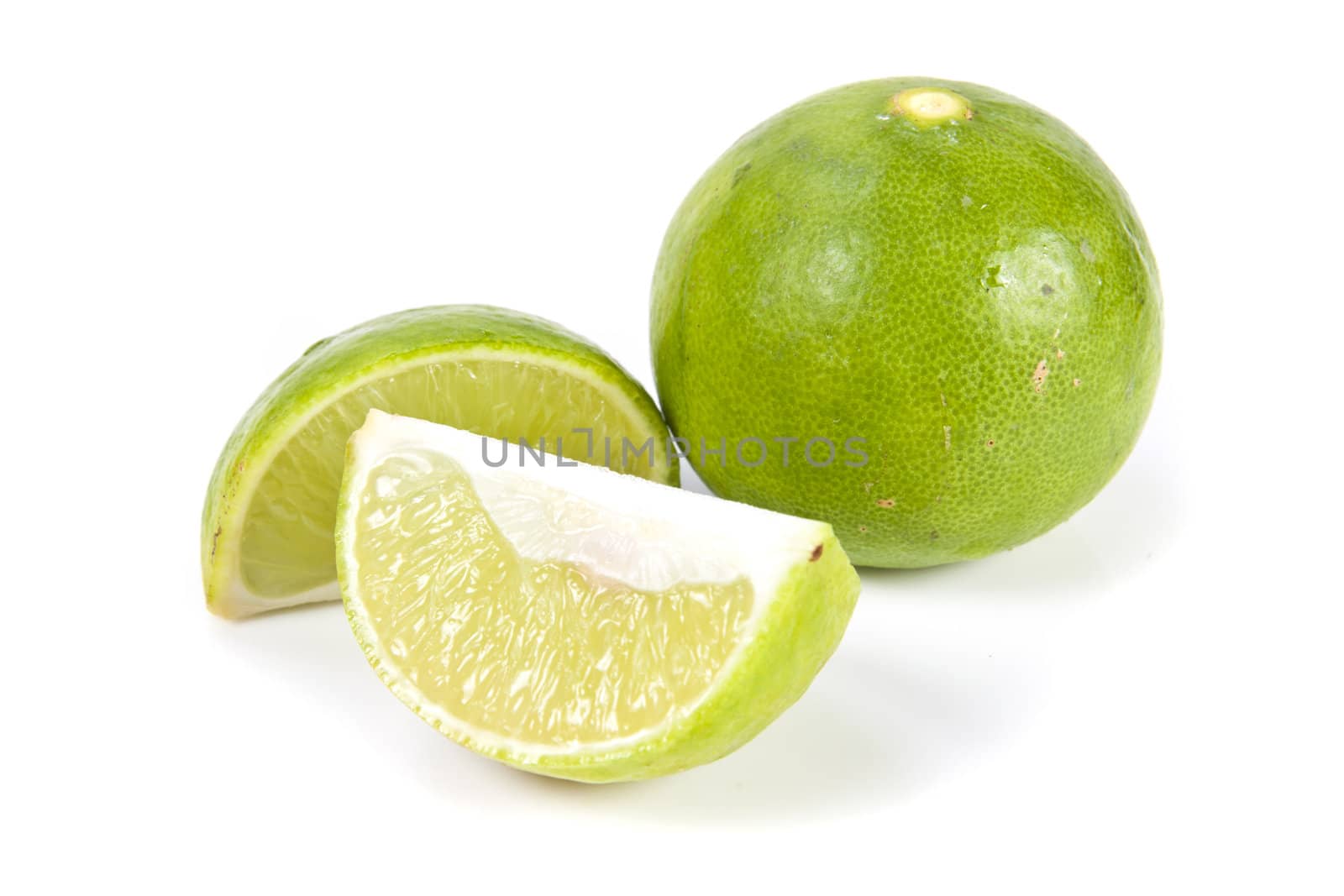 Group of fresh lime on the white background