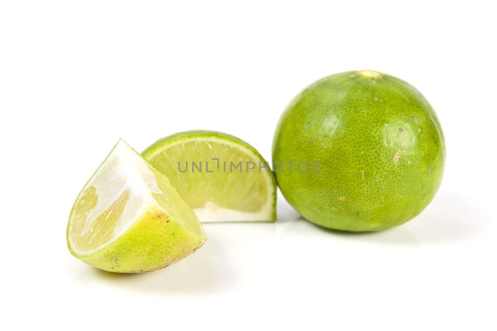 Group of fresh lime on the white background