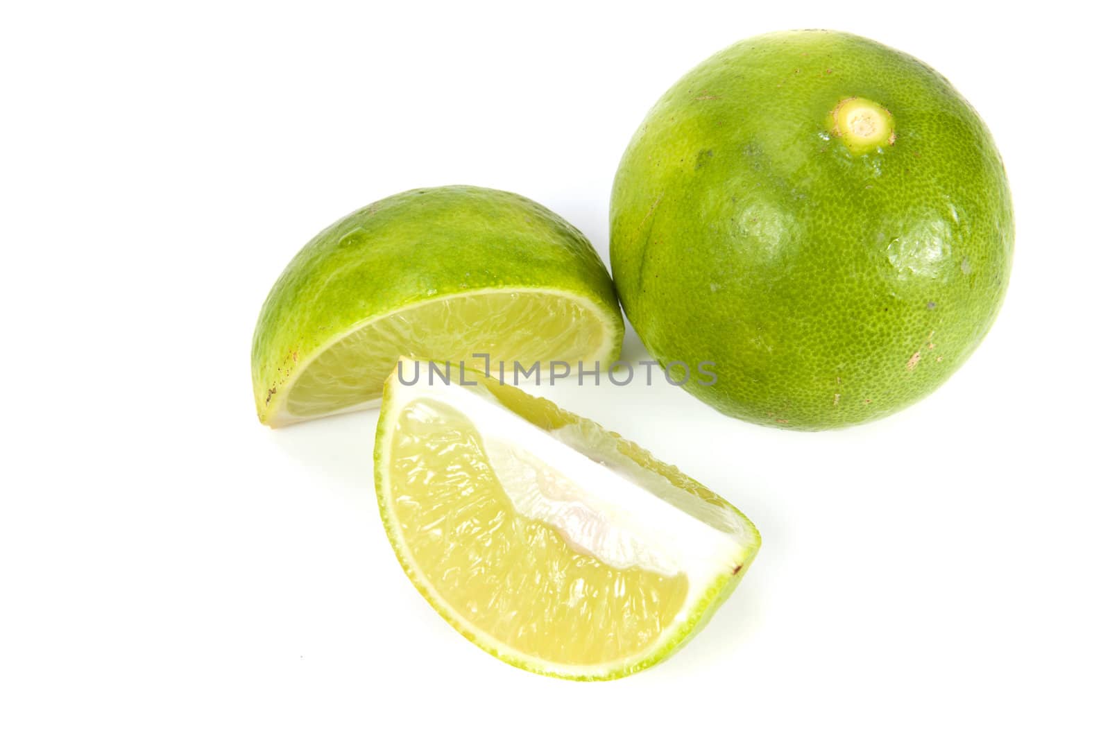 Group of fresh lime on the white background