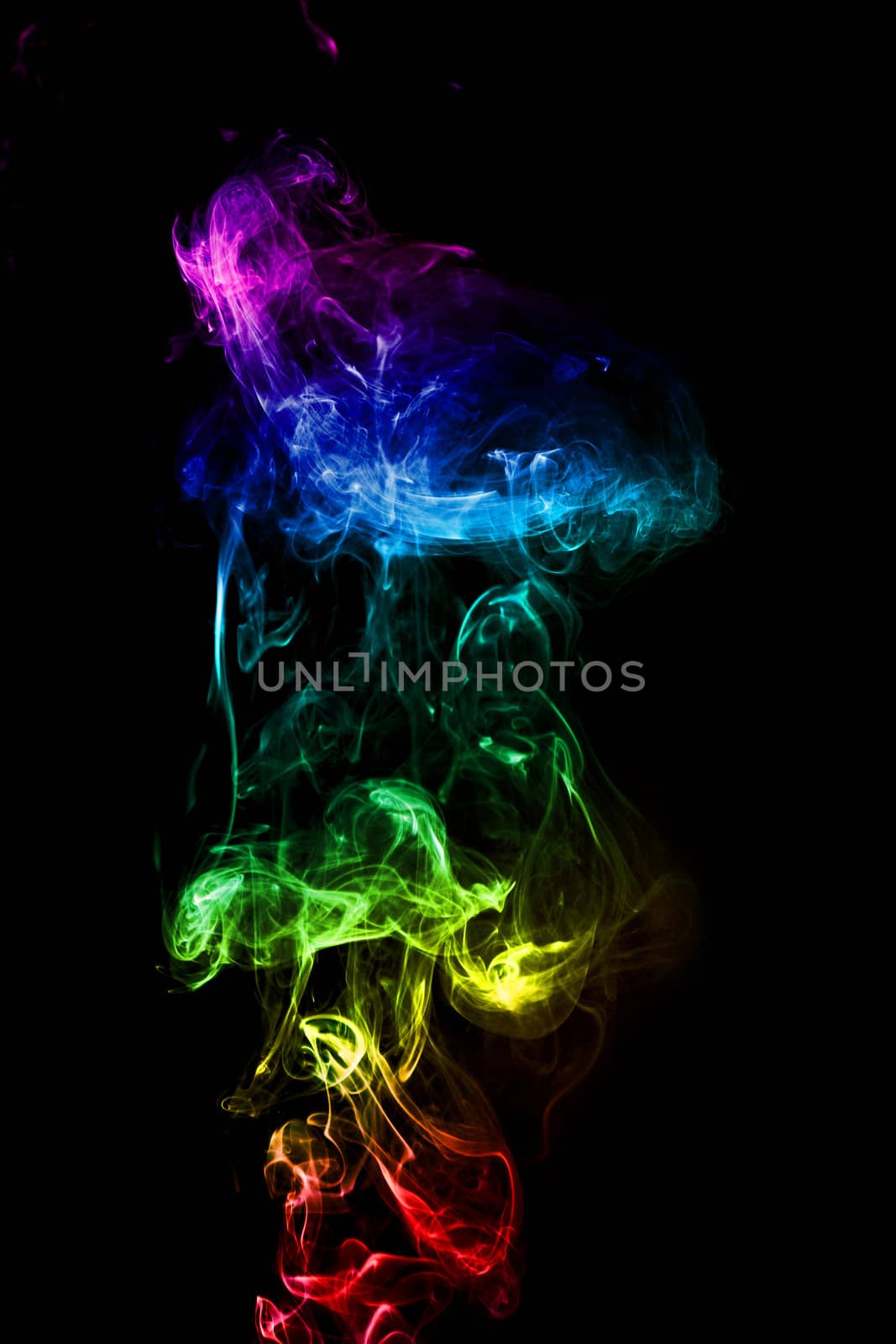 Multicolor abstract smoke on black