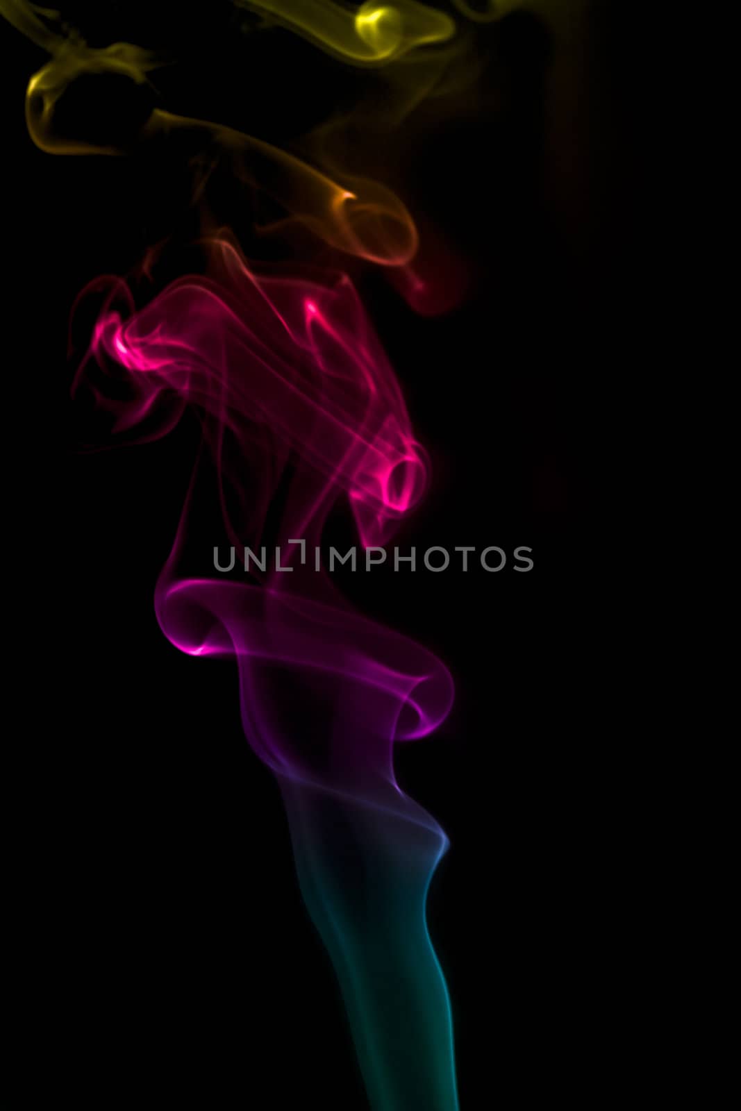 Multi color abstract smoke on black