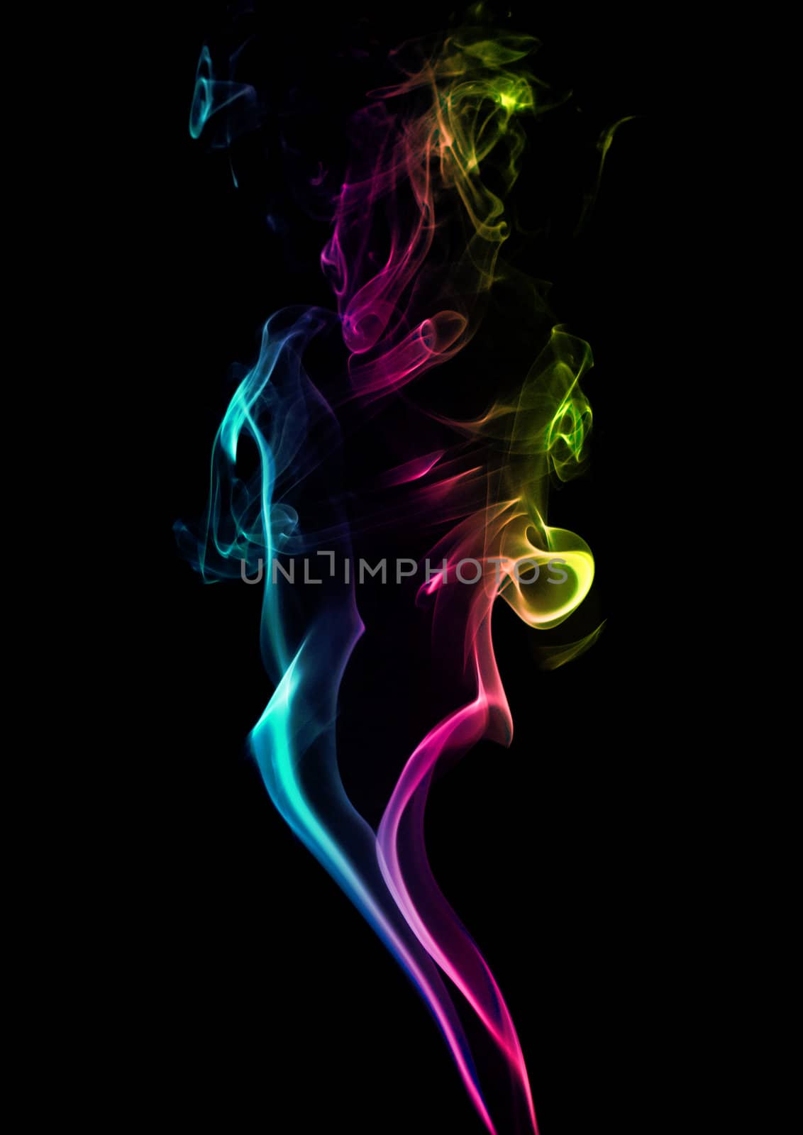 Multicolor abstract smoke on black