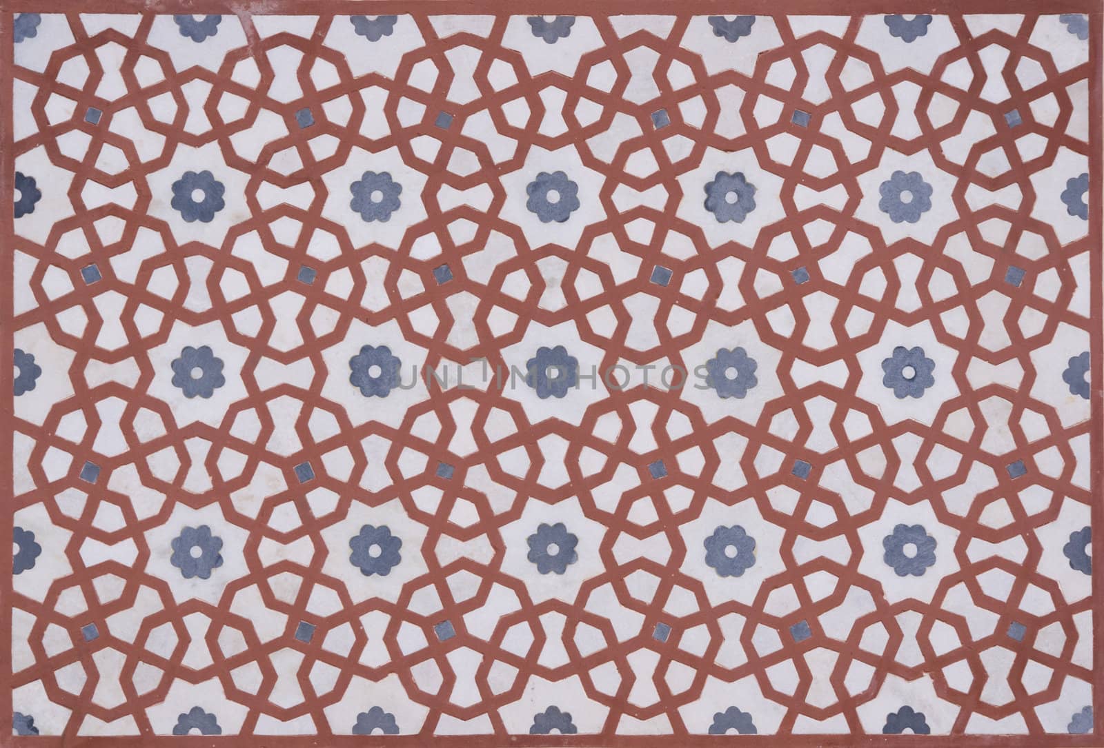 Detail of islamic pattern on the gatehouse to the Mughal tomb (I'timad-ud-Daulah). 17th Century AD. Agra, Uttar Pradesh, India