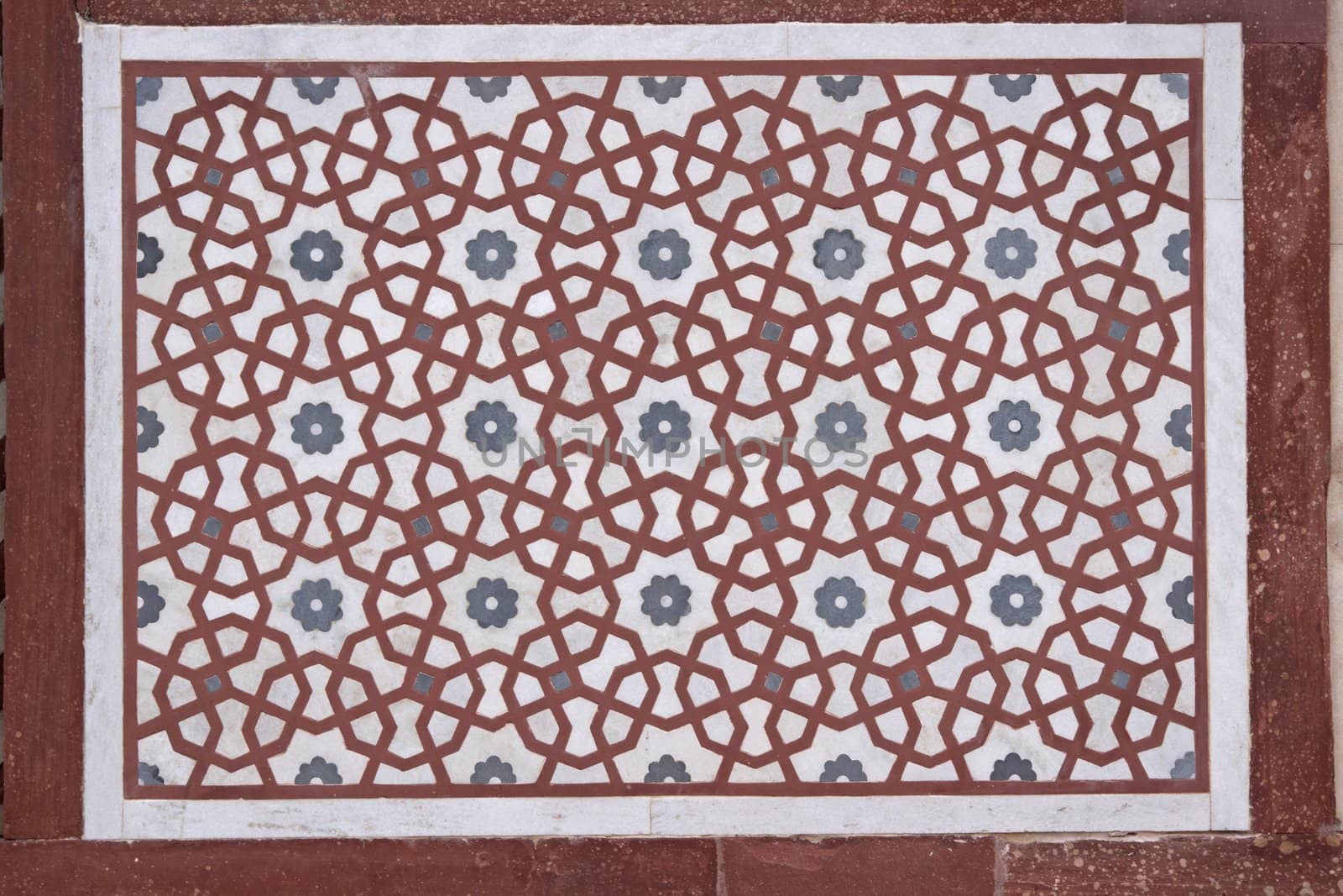 Detail of islamic pattern on the gatehouse to the Mughal tomb (I'timad-ud-Daulah). 17th Century AD. Agra, Uttar Pradesh, India