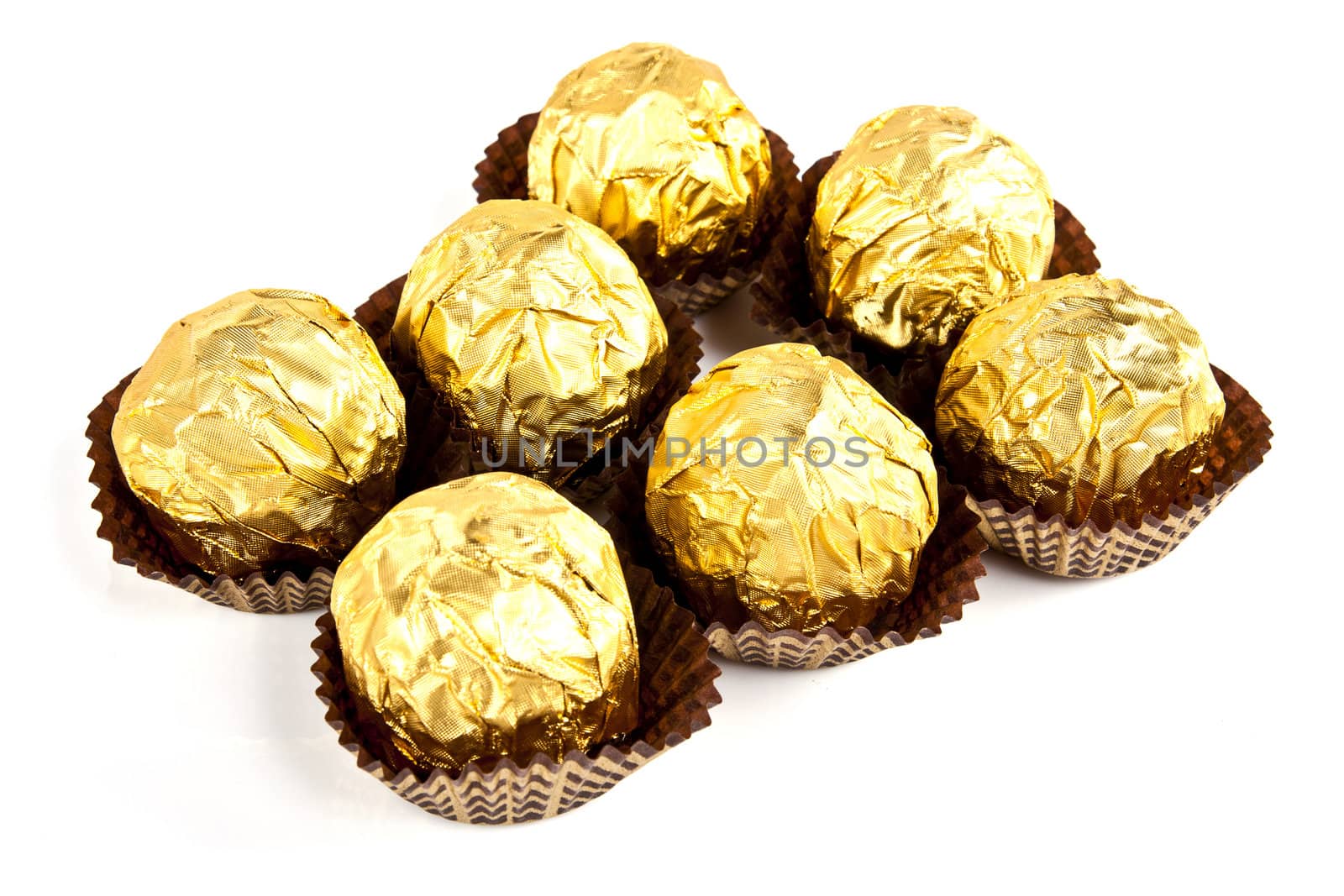 Group of chocolate candy on white background