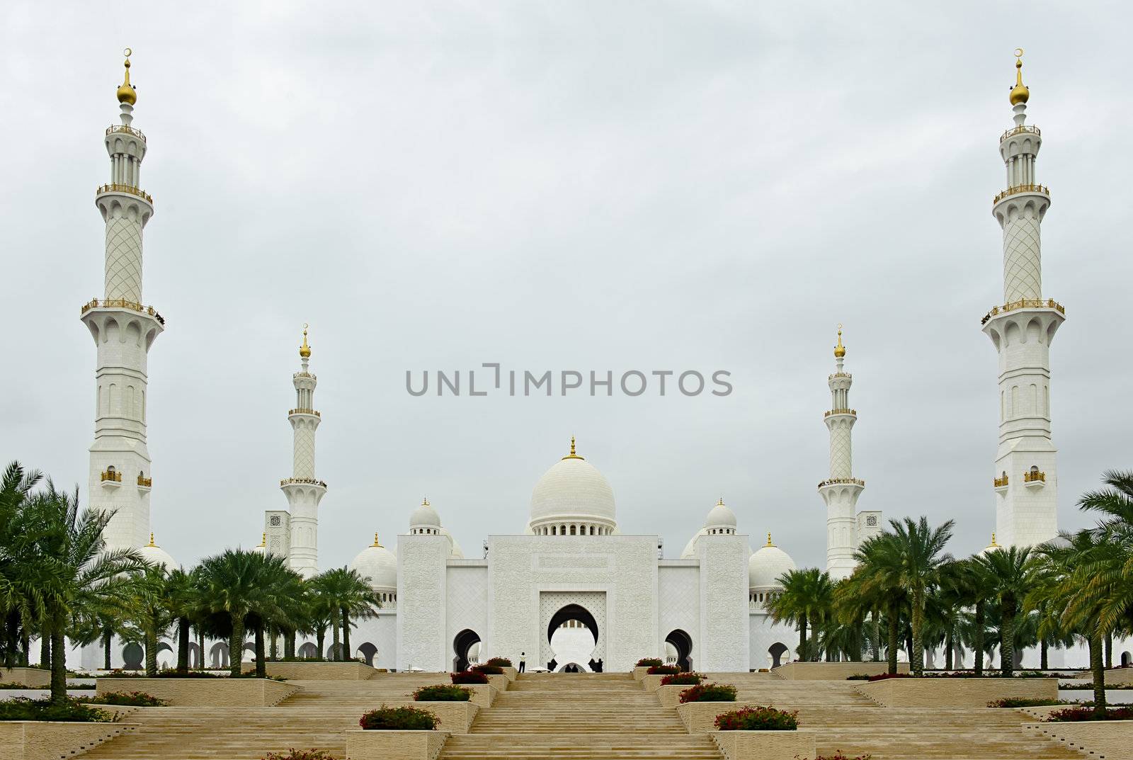 Grand Mosque with white marble in Abu Dhabi