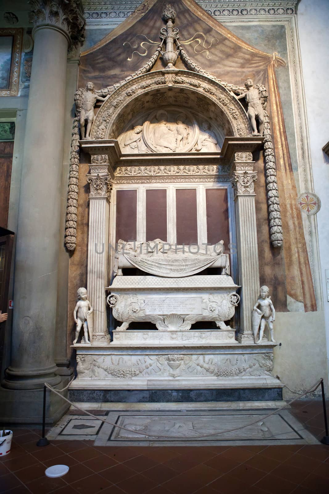 Tomb of Carlo Marsuppini in the Basilica Santa Croce in Florence.