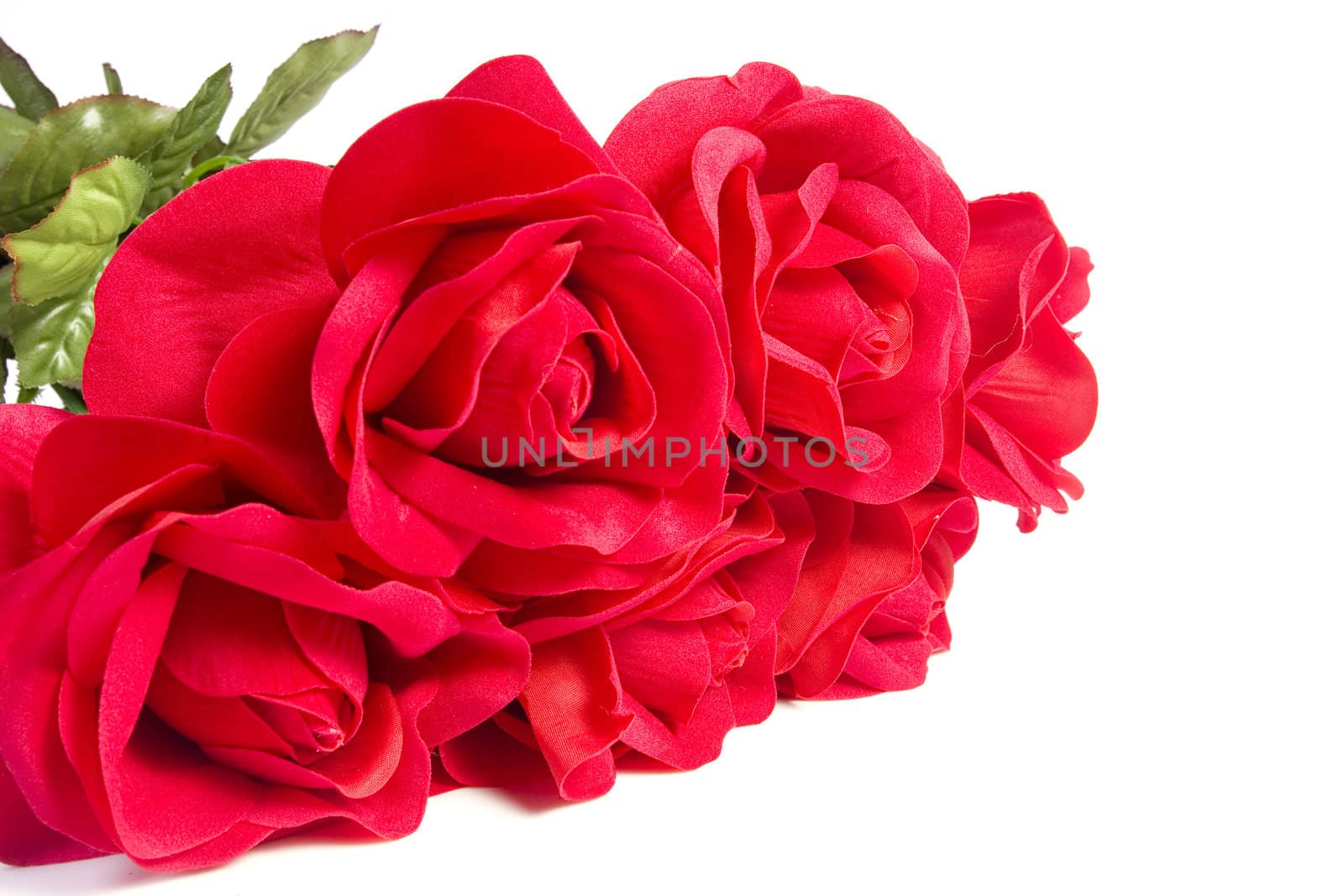 Fabric rose bouquet on isolated white