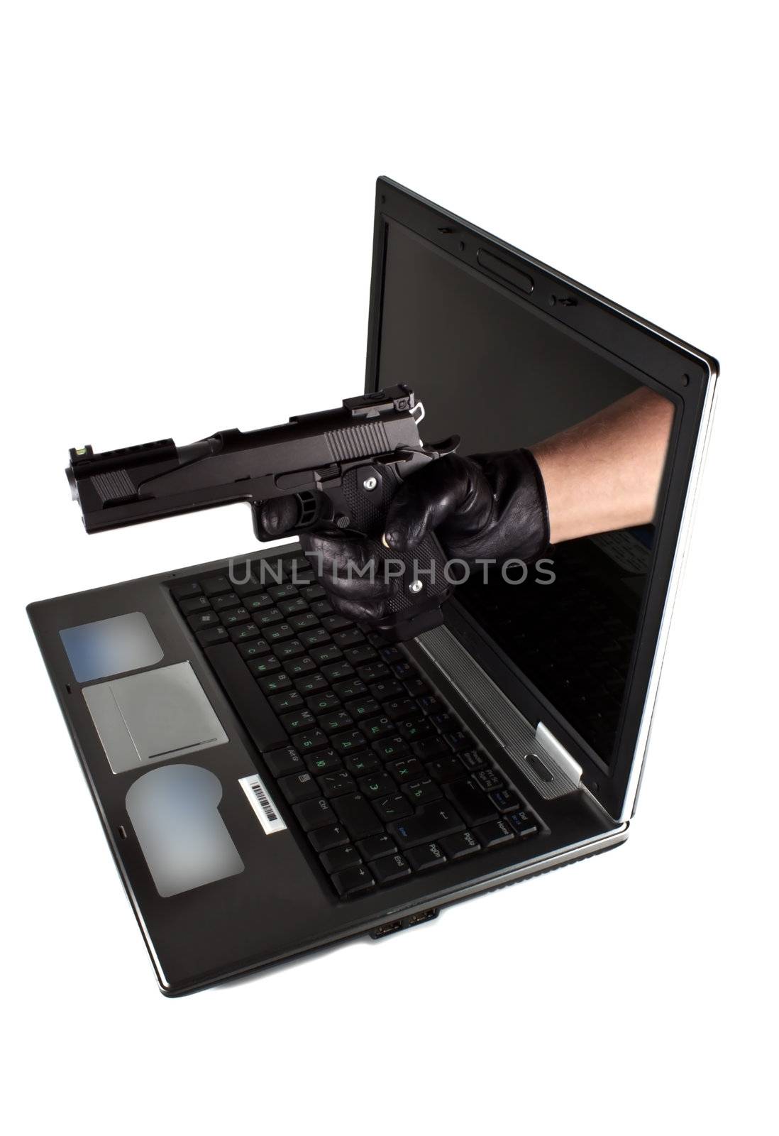 Photo of the laptop with 3D the image