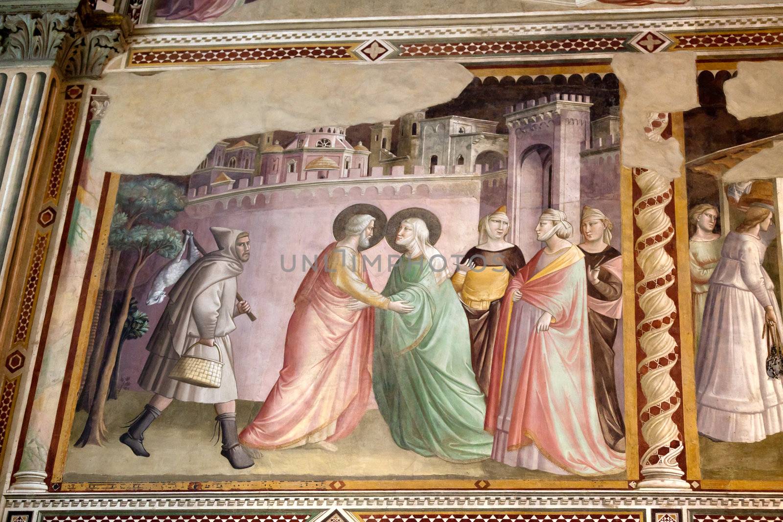 Florence -  Santa Croce: Frescoes in the Baroncelli Chapel. Life of the Virgin