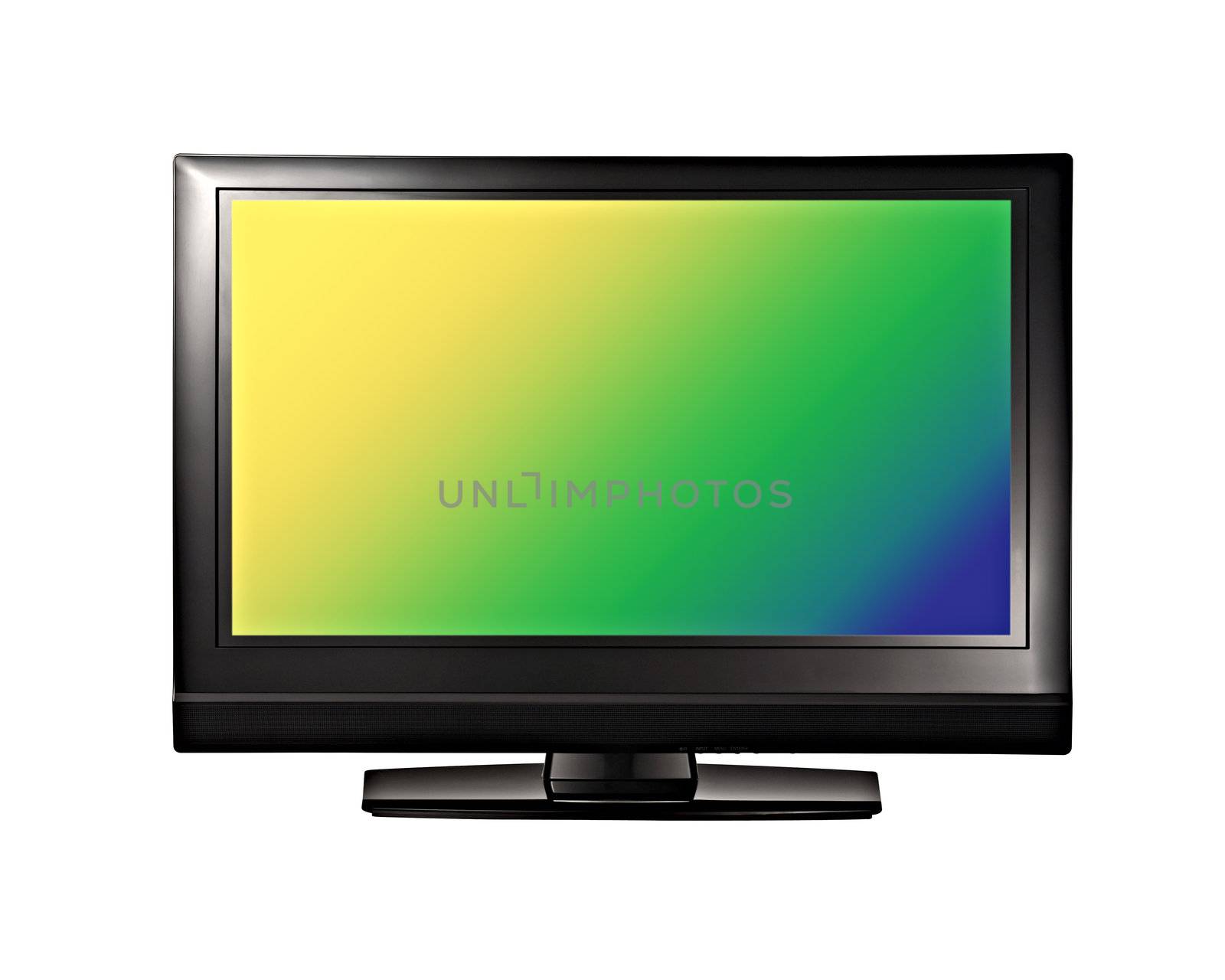 Modern TV lcd, led with colorful screen isolated on white