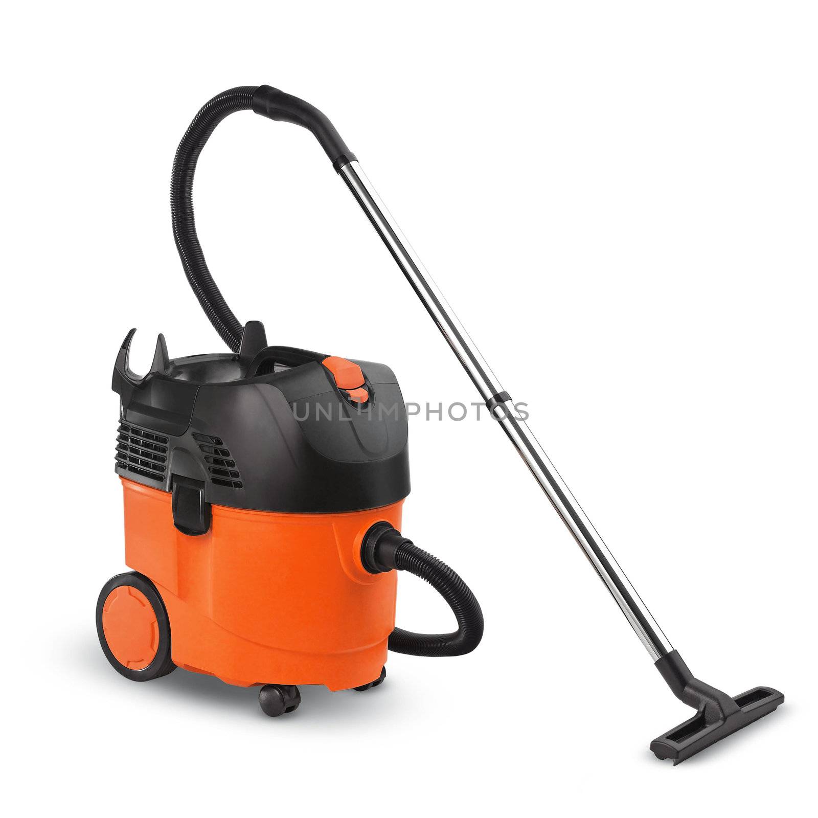 Orange Vacuum cleaner isolated on white background