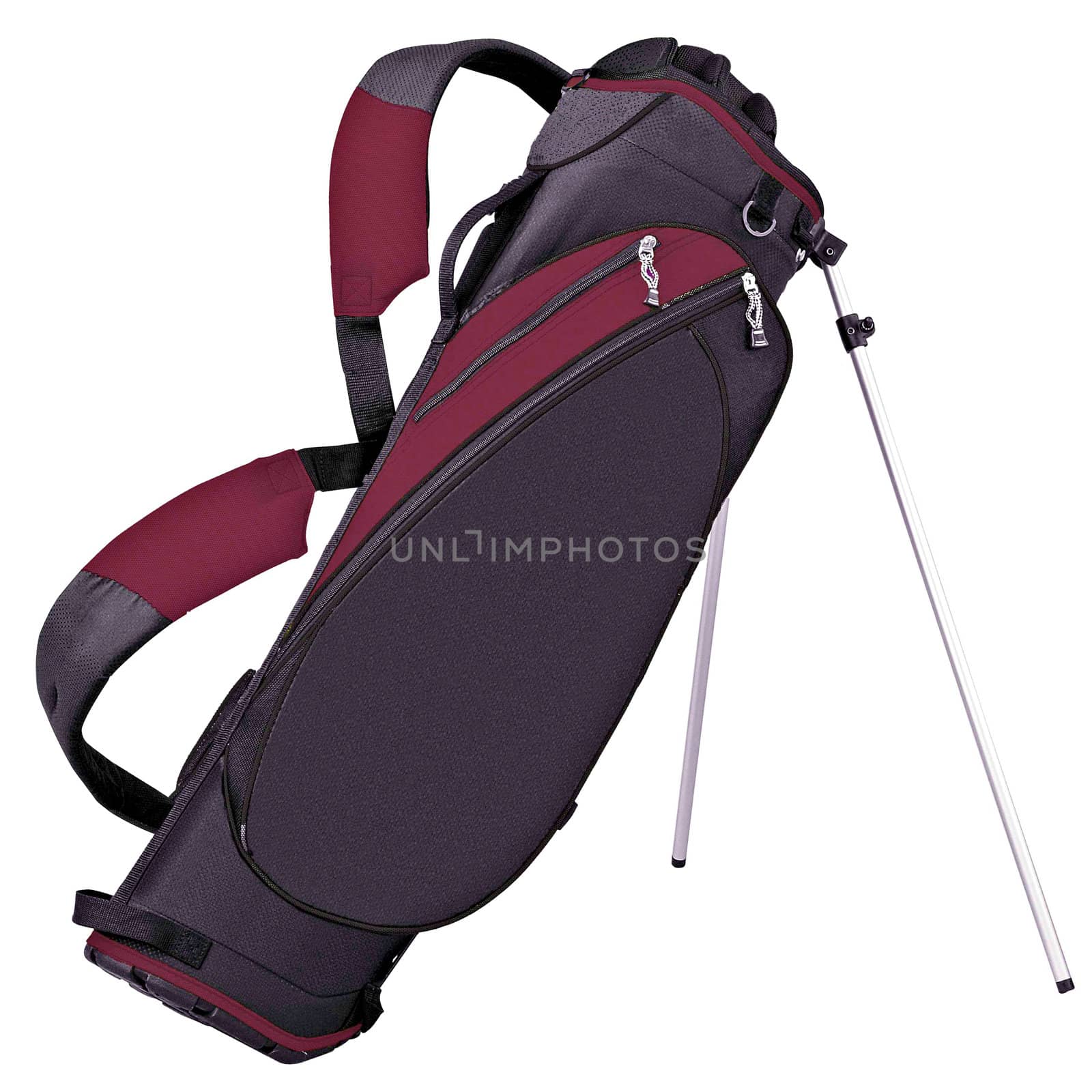 Purple golf bag isolated on white background