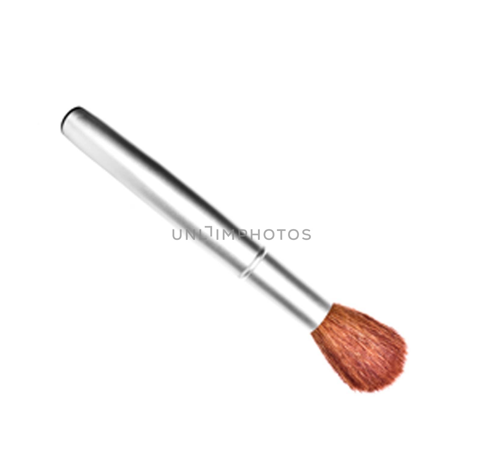Silver make-up brush isolated on white by ozaiachin