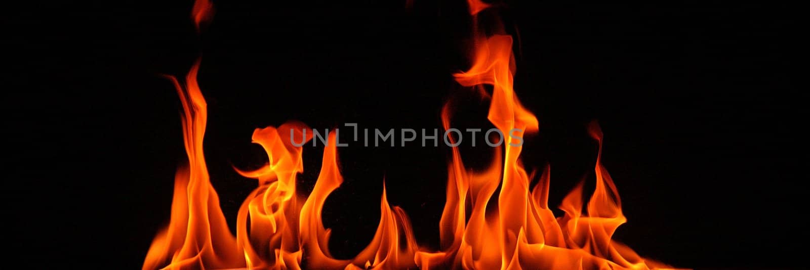 Close-up of fire and flames on a black background