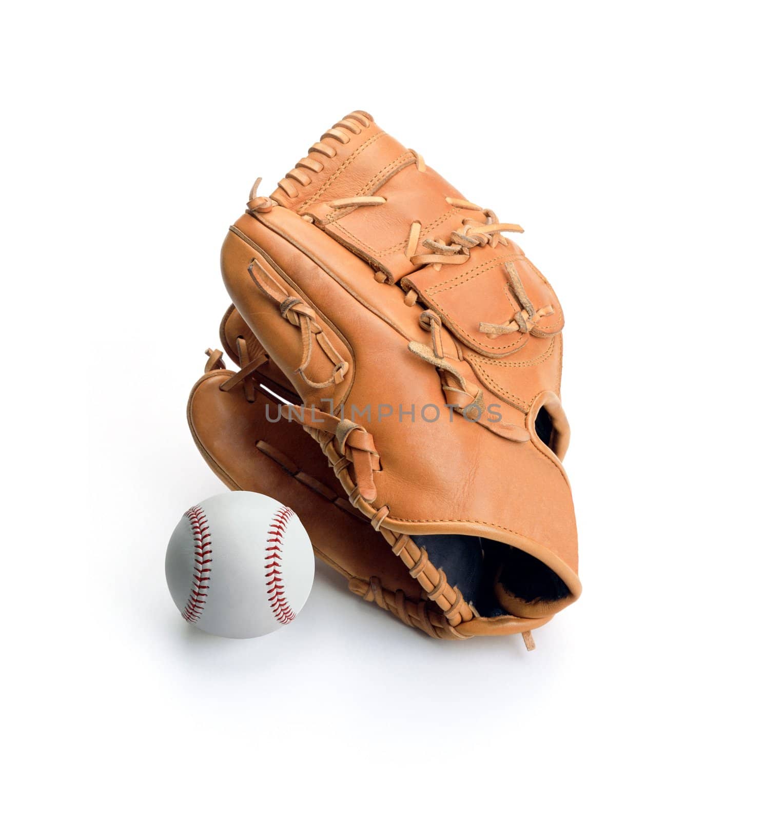 Baseball glove and ball isolated