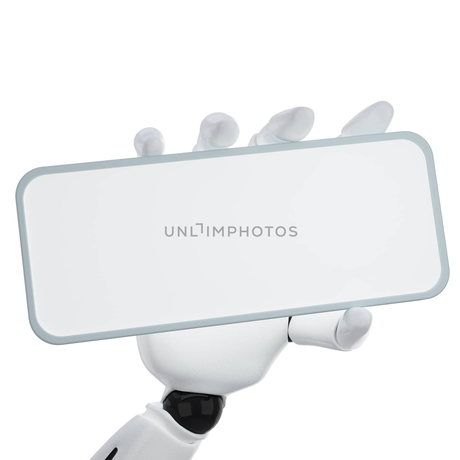 The 3d robotic hand hold blank sign to put your word or logo by sommersby