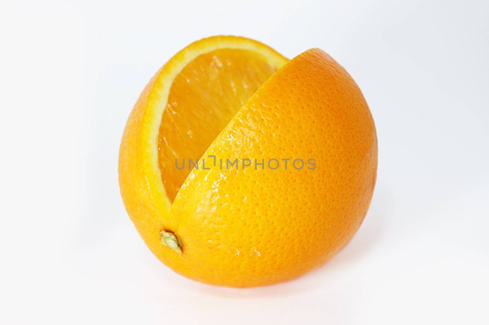 Sweet orange without a slice isolated on white