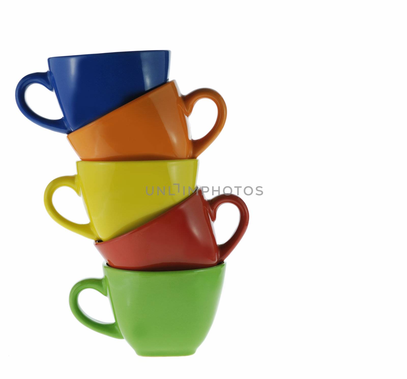 Abstract color cups. Ceramic service from color cups