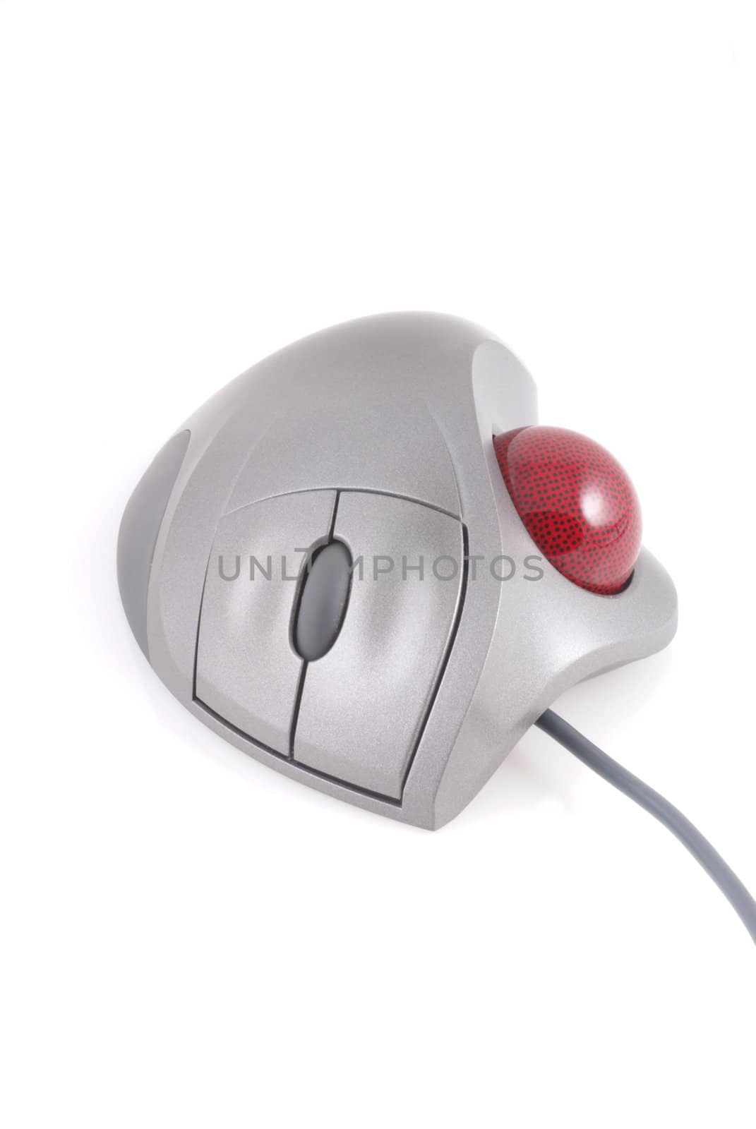 A trackball computer mouse; isolated on white.