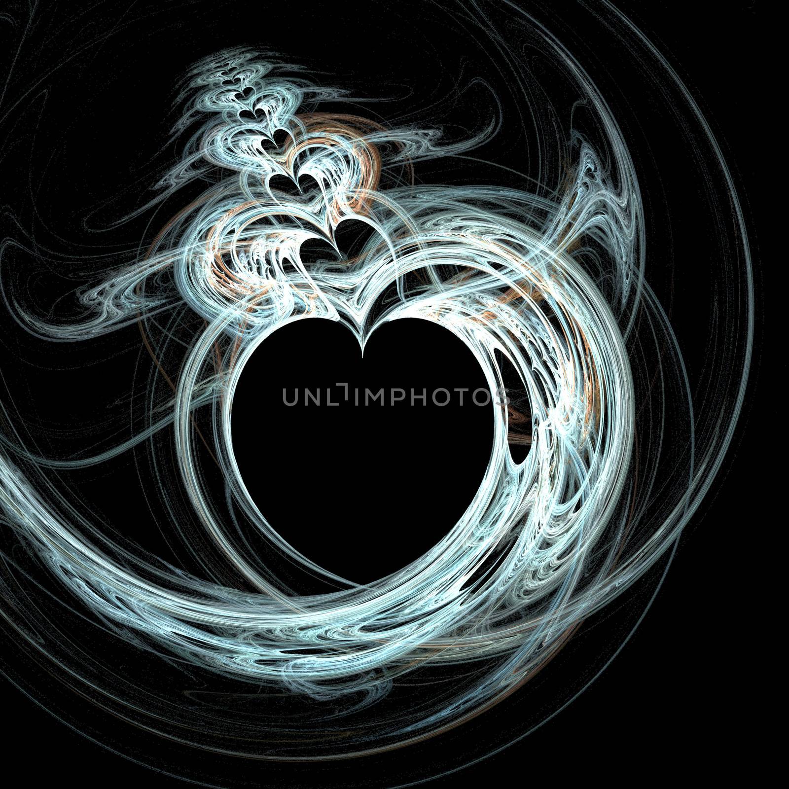 Abstractly spiral image of heart with effect of a luminescence of lines