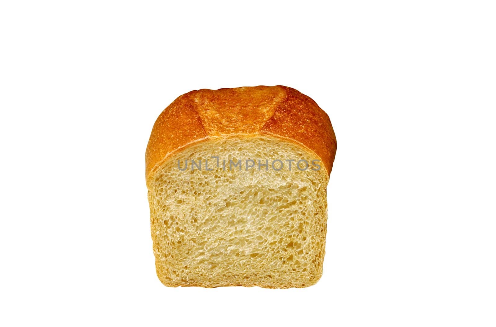 half wheat bread round isolated on white