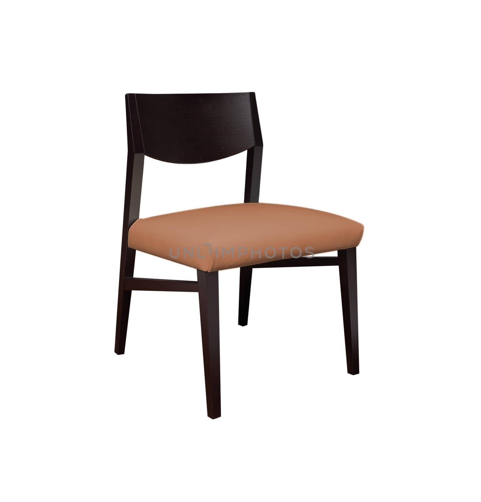modern brown chair on white background isolated