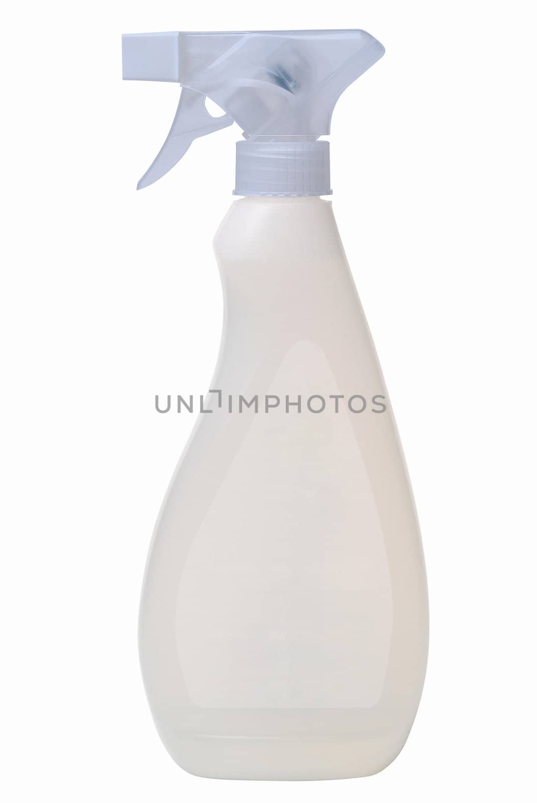 White plastic spray bottle on isolated background