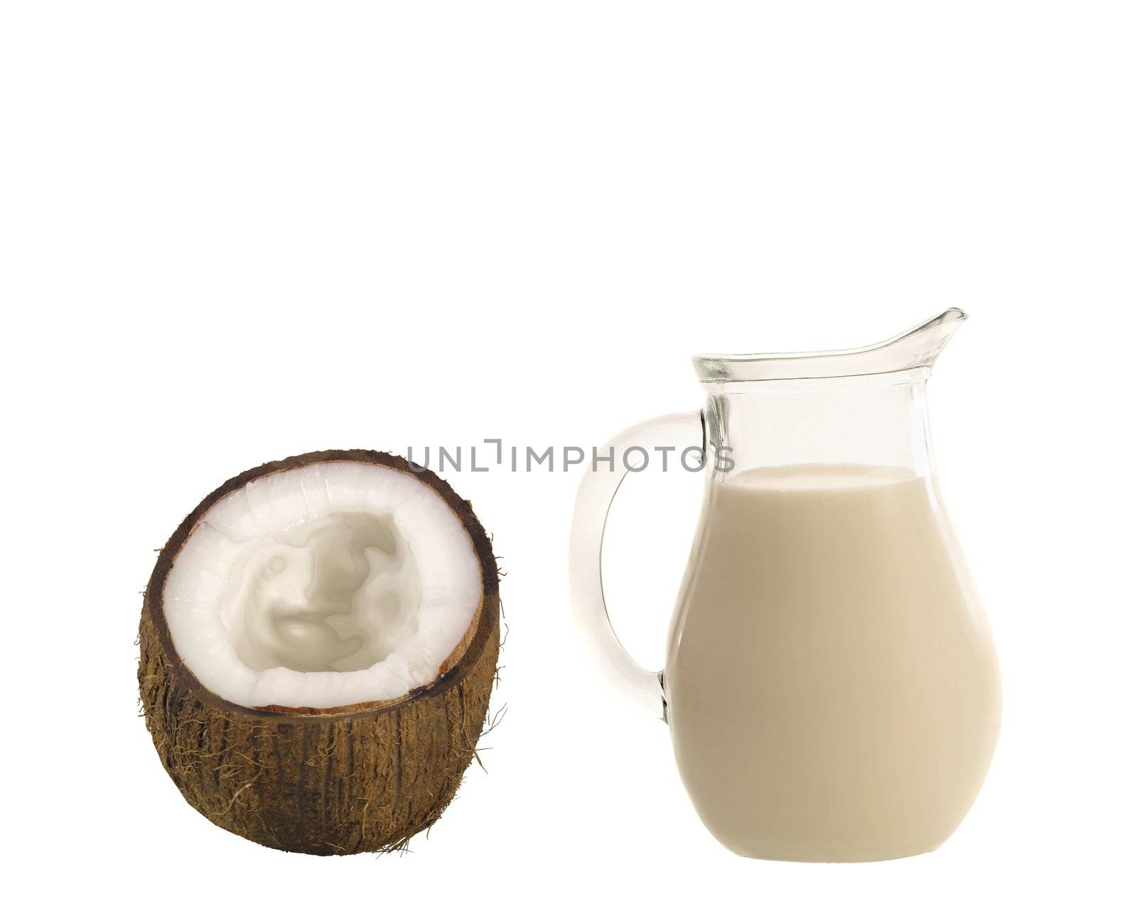 coconut milk on white background