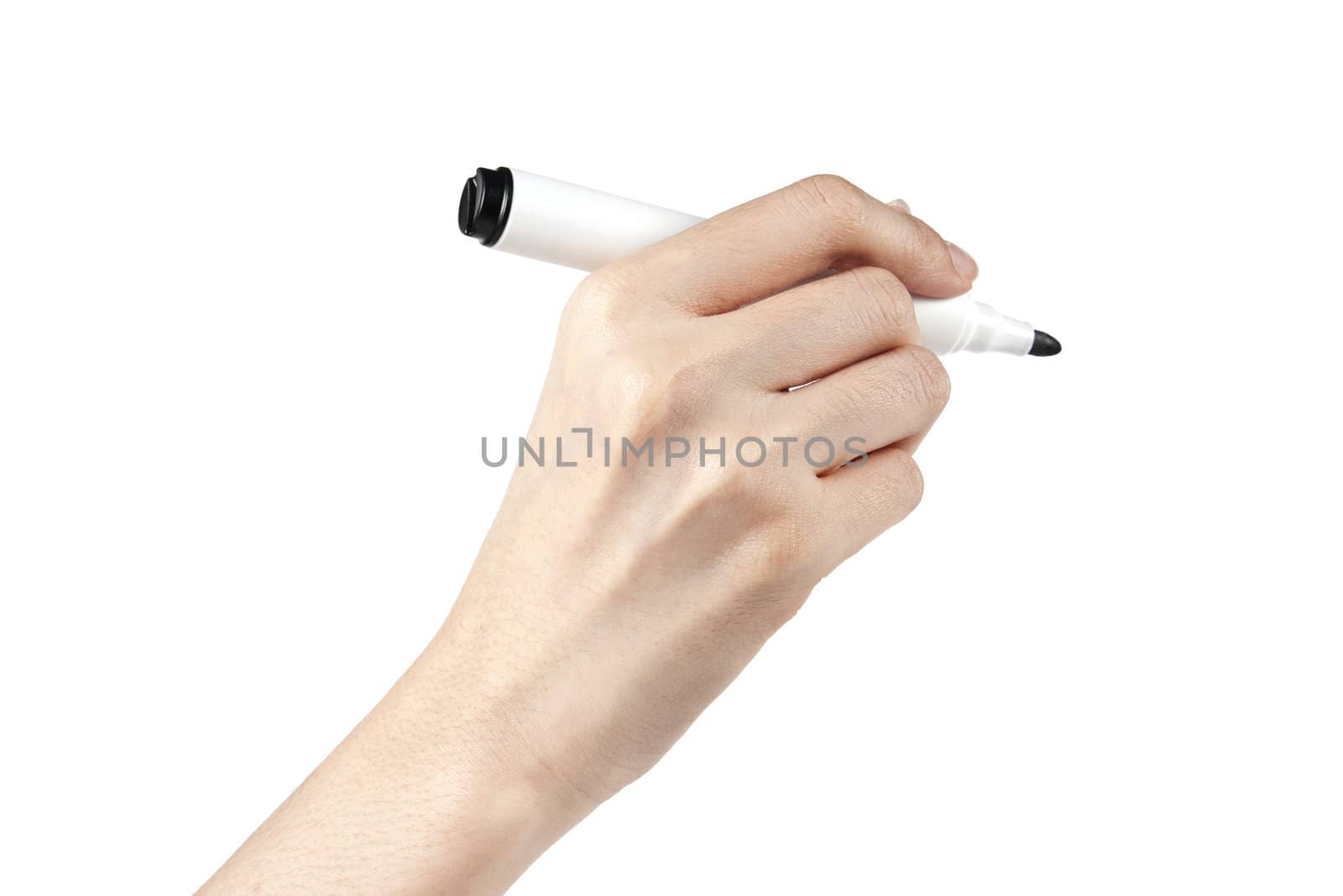 businesswoman drawing on a white board