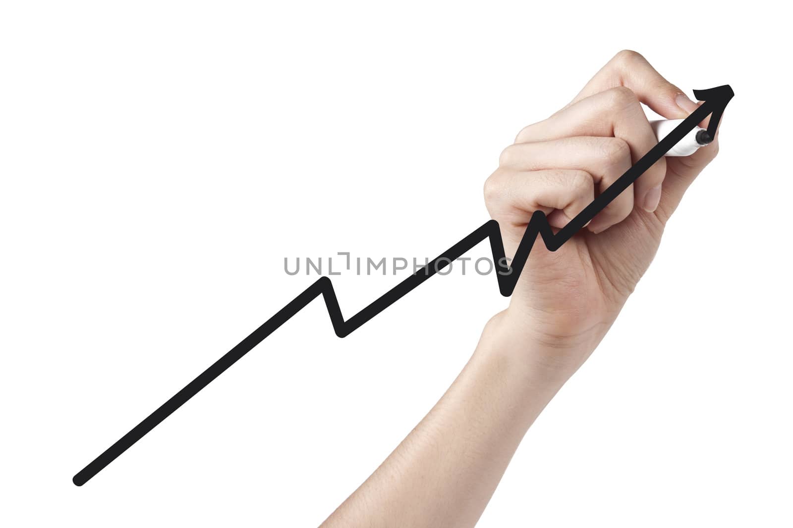 Businesswoman drawing line graph on screen-Arm