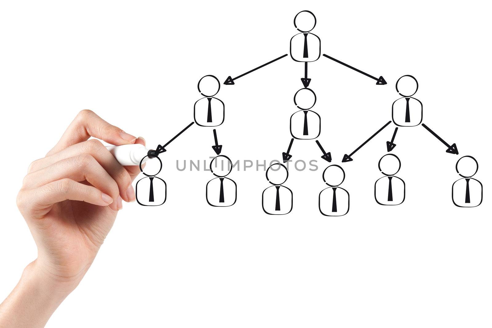 businessman sketching teamwork concept