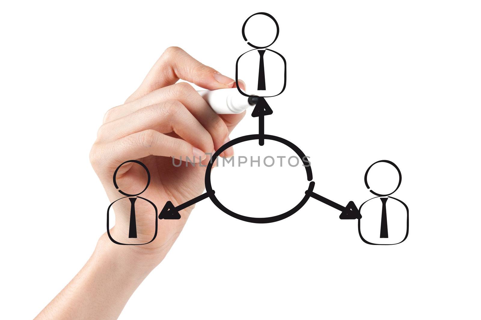 businessman sketching teamwork concept