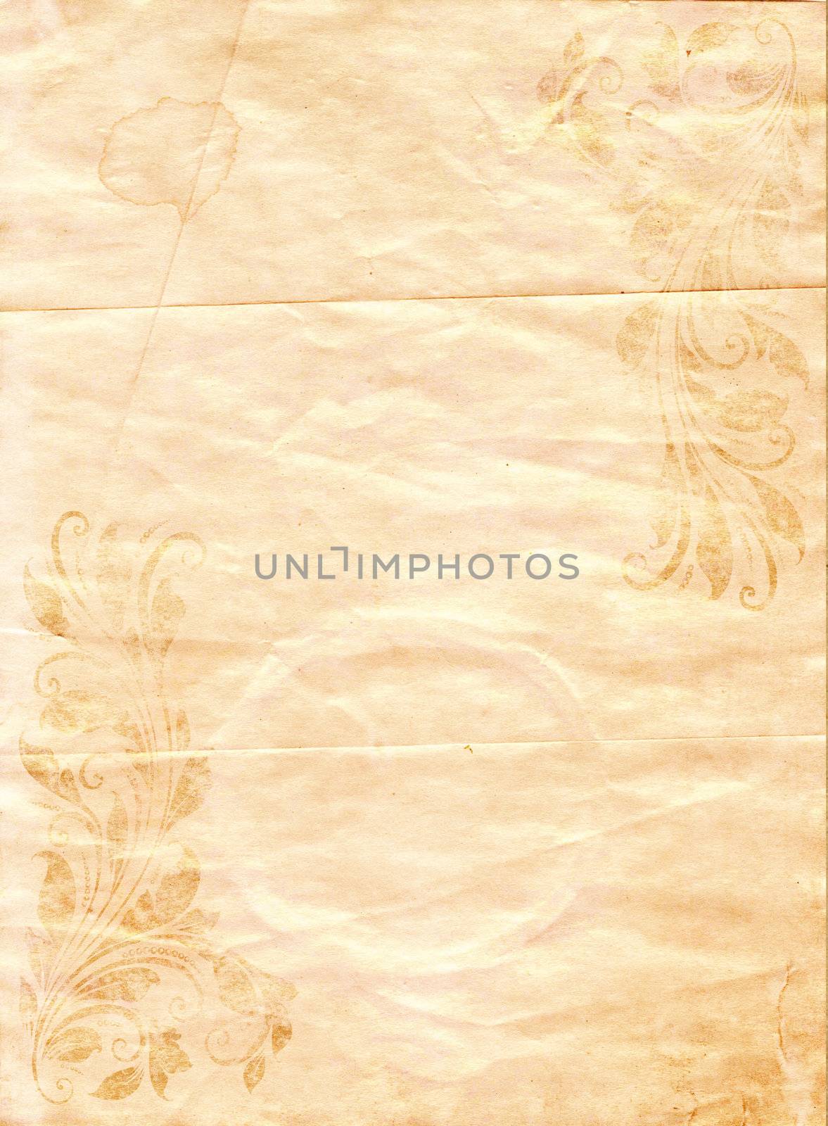 old crumpled paper background with vintage victorian style