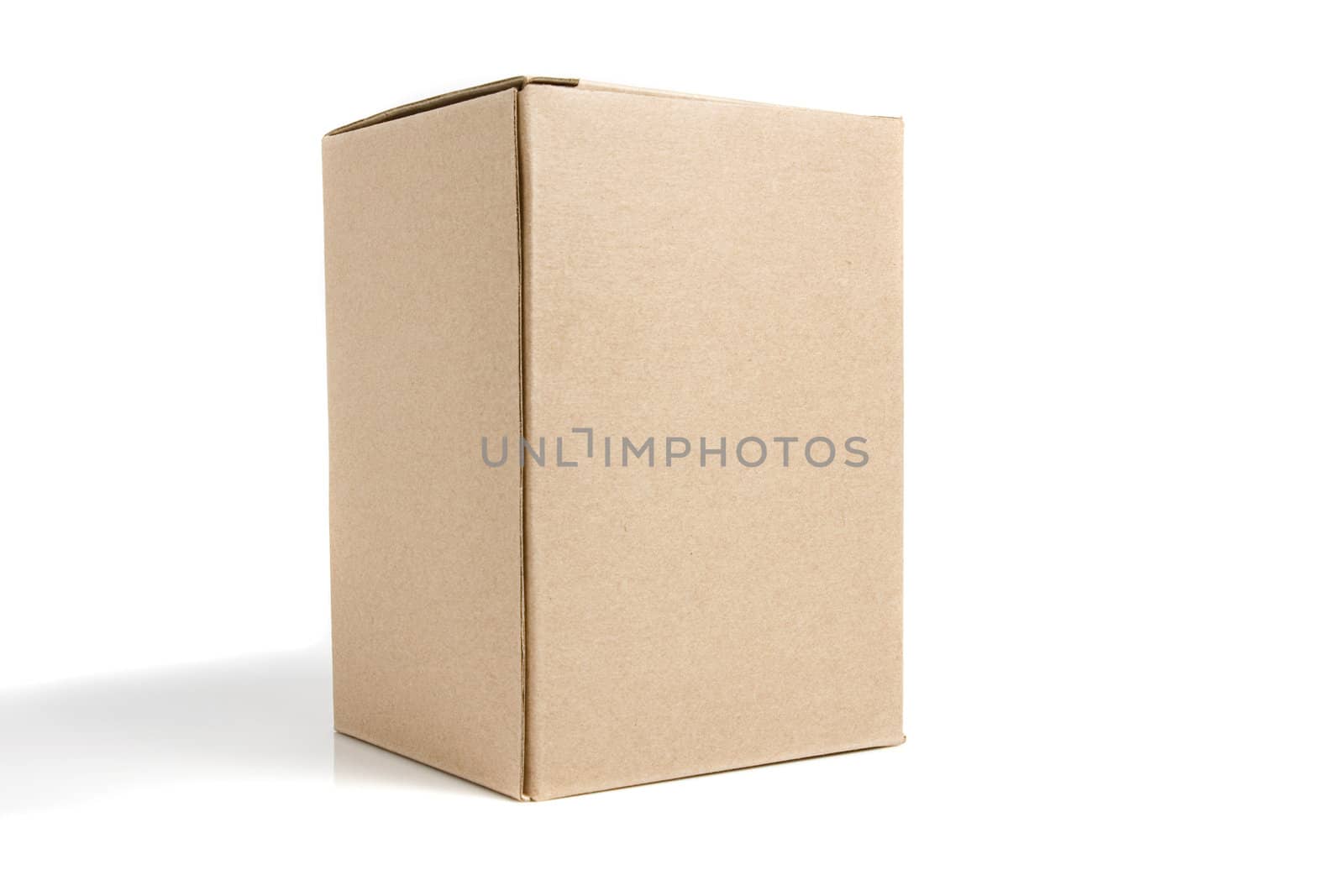 Cardboard box on a white background close up